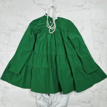 BALLSEY 보르지 스트레치 타프타 티어드 블라우스 S 그린