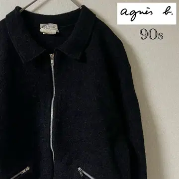 90s agnes b. 울 집업 블루종 2 블랙 프랑스제