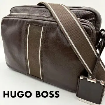 올가죽 HUGO BOSS 바디백 숄더백 스트라이프 브라운