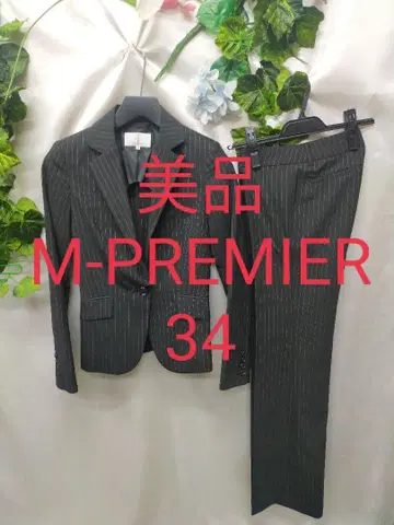 새상품급 엠프리미어 팬츠 수트 34 XS 블랙 스트라이프