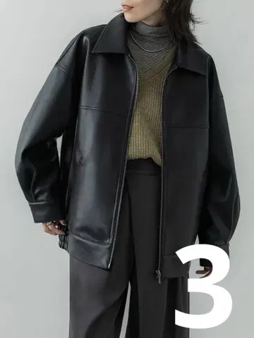 crewre 인조 가죽 지퍼 블루종 black