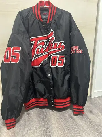 FUBU 바시티 자켓 블랙/레드 M