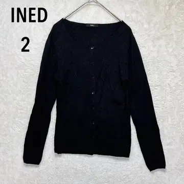 이네드 니트 가디건 울 혼방 M 블랙 긴팔 겉옷 무지 심플