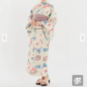 꽃무늬 겉옷 유카타 크림색 빨간색 파랑