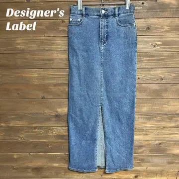 [ Designer'sLabel ] 데님 롱 스커트 프론트 슬릿 F