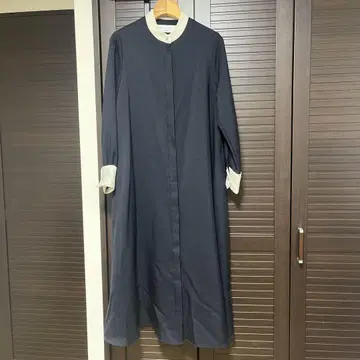 새상품급 쉽스 네이비 A라인 더블 크로스 긴팔 셔츠 원피스