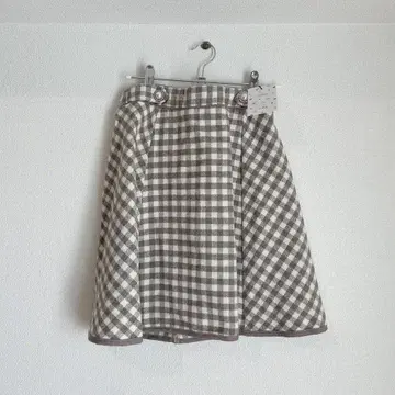 에블린 미니 스커트 체크 무늬 펄