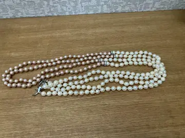 2연 펄 목걸이 핑크 화이트