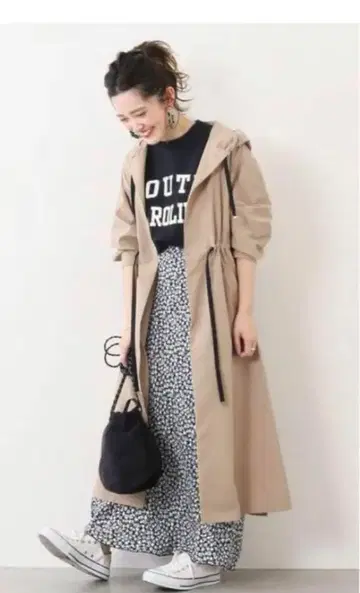 조인트 웍스 심플리시떼 스프링 코트 태슬 후드 롱