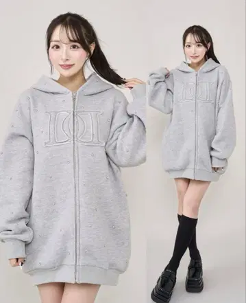 다리치 DD 로고 비쥬 지퍼 후드티