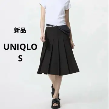 [ S ] 유니클로 와이드 플리츠 미디 스커트