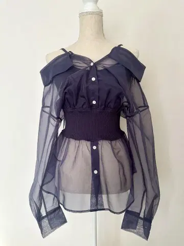 [ 새상품급 ] FRAY I.D 니트 코르셋 레이어드 셔츠