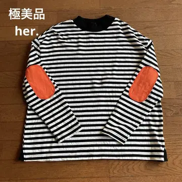 컨디션 최상 her.하드 T셔츠 긴팔 보더 블랙 프리 사이즈 일본제