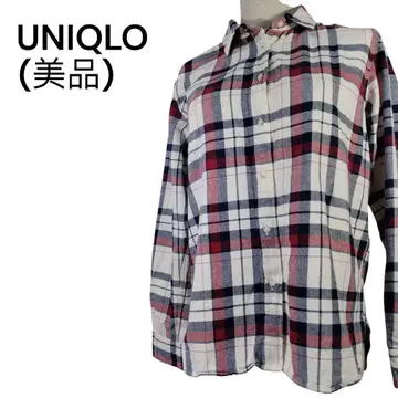 새상품급 UNIQLO 플라이넬 체크 셔츠 긴팔 M 코튼 100%