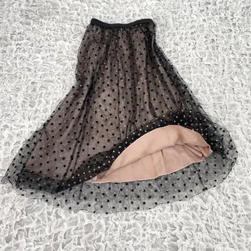 룰루윌비 도트 튤 롱 스커트 페티코트 포함