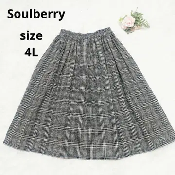Soulberry 4L 하운드투스 체크 개더 롱 플레어 스커트