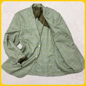 미사용급 빅 실크 혼방 테일러드 자켓 체크 본절개 봄/여름 52