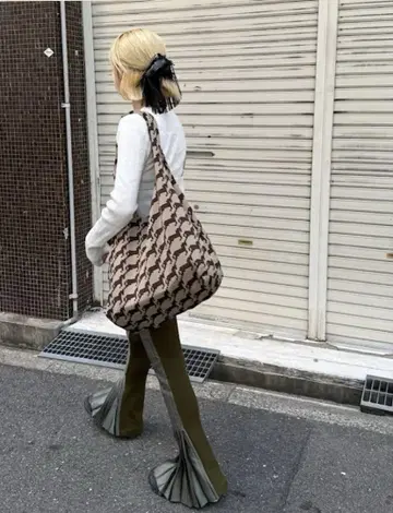 SemonApartMent PATTERN MOTHER'S KNIT BAG