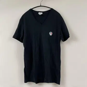 DG 이탈리아 국기 자수 V넥 T셔츠 블랙
