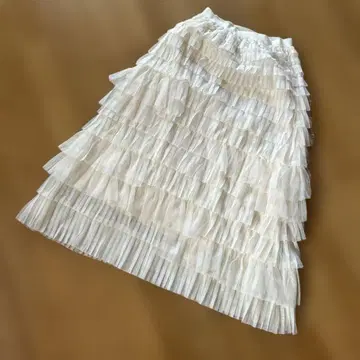 SNIDEL 화이트 프릴 롱 스커트