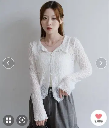카스타네 카라 레이스 풀오버 화이트 S
