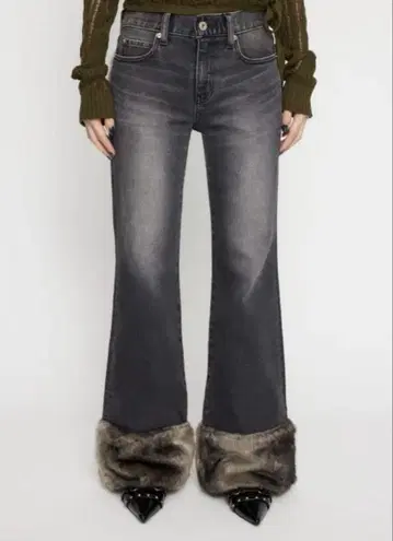 러그아젬 laguagem FAUX FUR 플레어 데님 러그아 팬츠