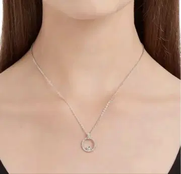 SWAROVSKI 목걸이 클리어 크리스탈 파베 서클 실버