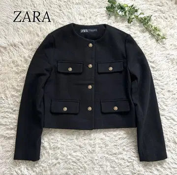 ZARA 크롭 플랩 블레이저 자켓 블랙 골드 버튼