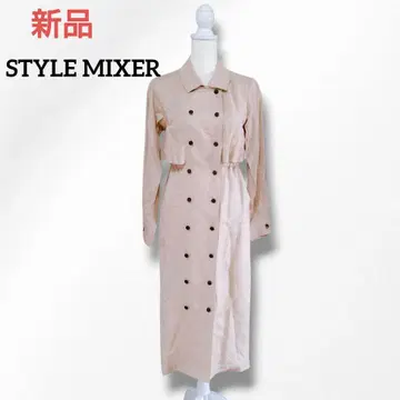 새상품 스타일 미키서 린넨 블렌드 트렌치 베이지 셔츠 원피스