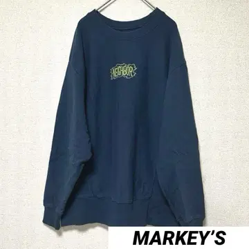 마키즈 2 젠고 프린트 맨투맨 루즈핏 네이비 상의