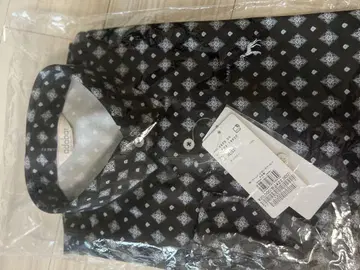 아다바트 블랙 화이트 다이아몬드 패턴 긴팔 셔츠 XL