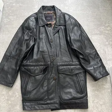 STRATHCONAR 블랙 가죽 코트 M 사이즈