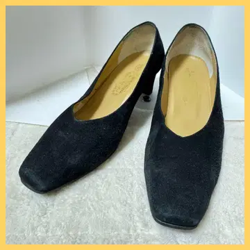 새상품급 긴자 요시노야 블랙 스웨이드 펌프스 24cm