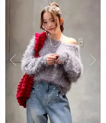 로데오 크라운 라메 샤기 니트 가디건