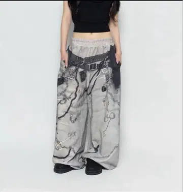 S print sweat2 toys 와이드 팬츠