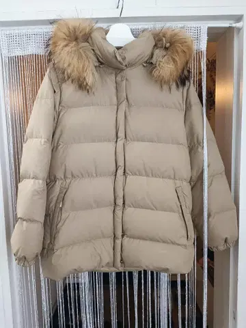 MONCLER MONCLER 베이지 다운 자켓 퍼 빈티지