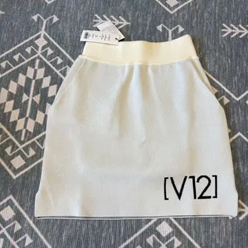 V TWELVE 니트 타이트 스커트 S 화이트