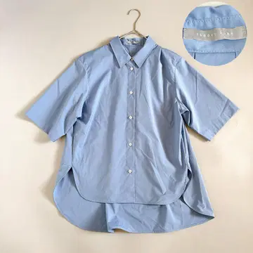 24SS 새상품급 띠어리 럭스 theory 반팔 셔츠 블루 오버 사이즈