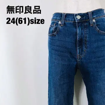 무인양품 스트레이트 데님 팬츠 다크 블루 심플 I2