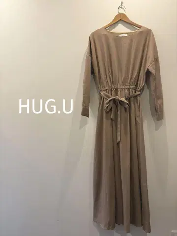 HUG.U 하그유 보트넥 긴팔 원피스 브라운 베이지 L