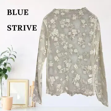zB612 [ M ] BLUE STRIVE 꽃무늬 소프트 튤 시어 상의