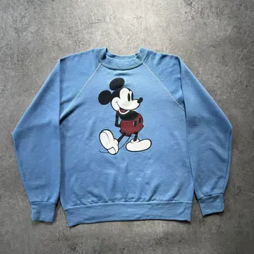 80s disney 미키마우스 맨투맨 USA L 스카이블루