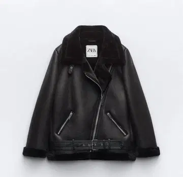 ZARA 블랙 라이더 보아 코트 블랙 S
