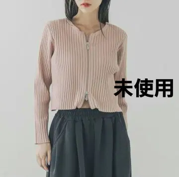 미사용 로리즈팜 더블 지퍼 크롭 가디건 LS 핑크