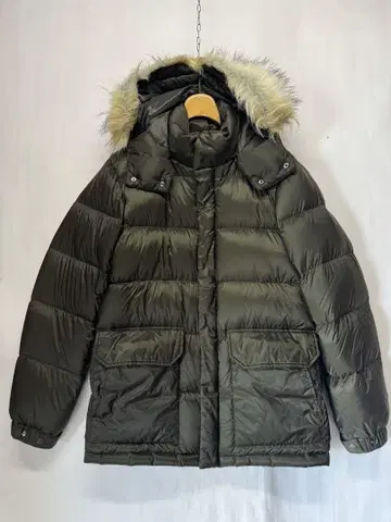 유니클로 다운 자켓 퍼 후디 카키 M