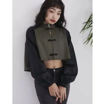 jouetie 크롭 차이나 블루종