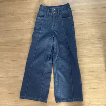 kikuri 더블 벨트 와이드 데님 XS 사이즈