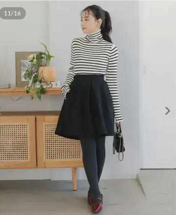 고베 레터스 [Petitle / 프티레] 페이크 울 큐롯 블랙