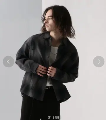 HARE 데미지 체크 플란넬 셔츠 블랙