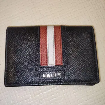 BALLY 명함지갑 가죽 블랙 빨간색 화이트